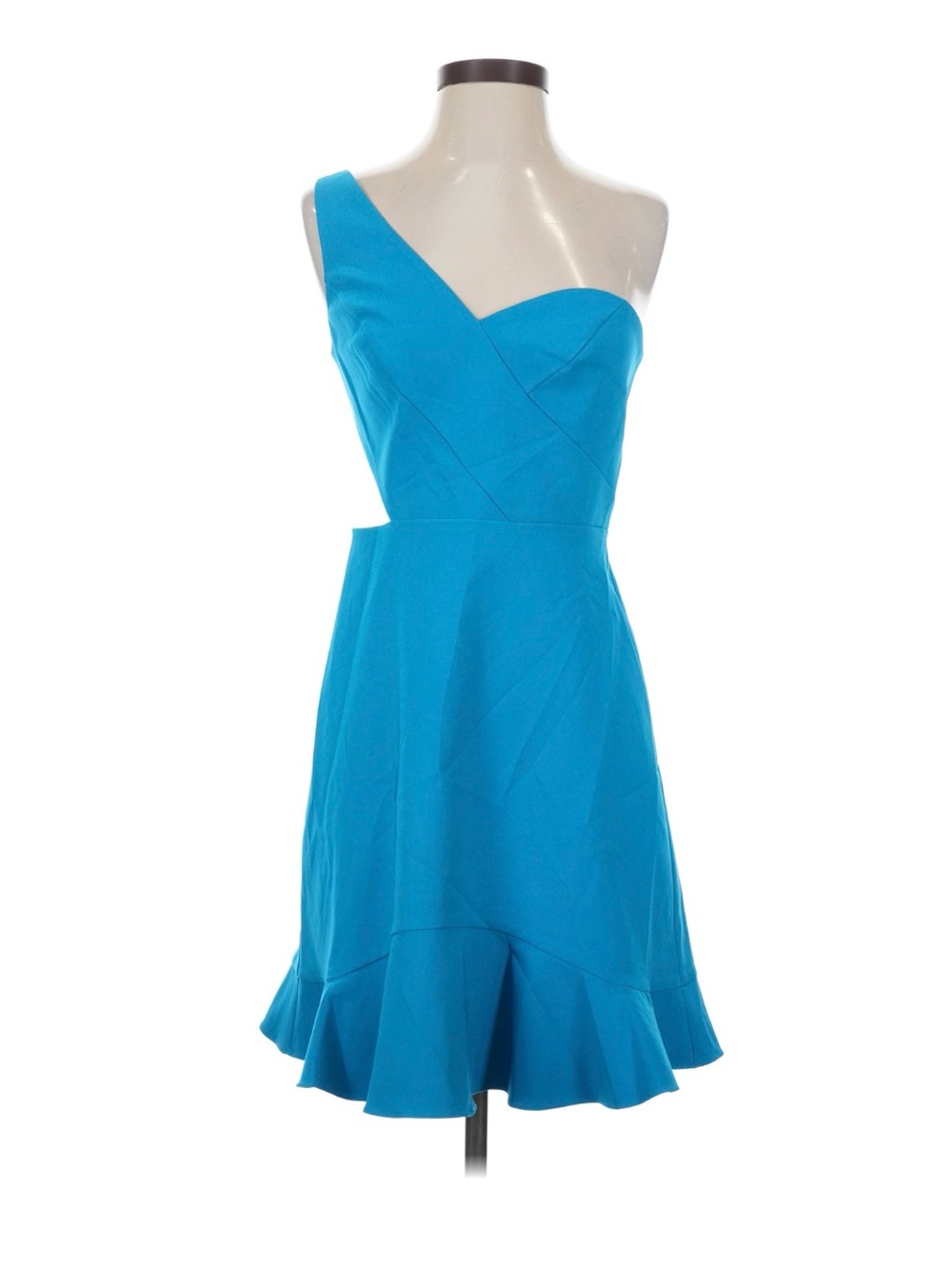 Aidan Mattox Vibrant Teal One-Shoulder Fit & Flare Dress - Picture 2 of 5